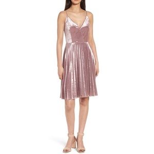 Chelsea28 Velvet Babydoll Dress Mauve/Pink NWOT